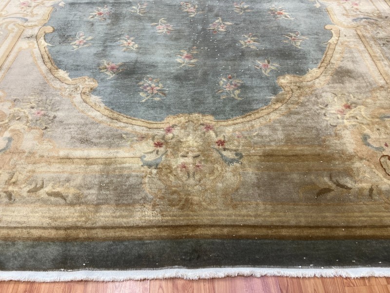 8'8" x 11'7" Antique Chinese Aubusson Oriental Rug - 100% Wool - Hand Made gallery