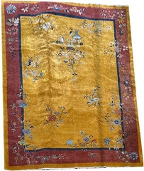 A Stunning Antique Gold Ground Chinese Art Deco Rug Circa 1920