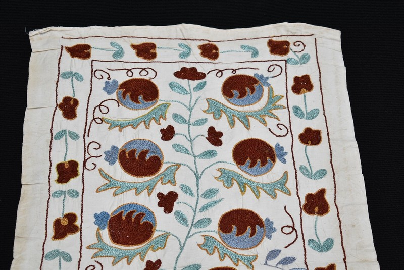 Uzbek Suzani Cover 20'' x 34'' Handmade Silk Embroidery Suzani Cover Home Decor gallery