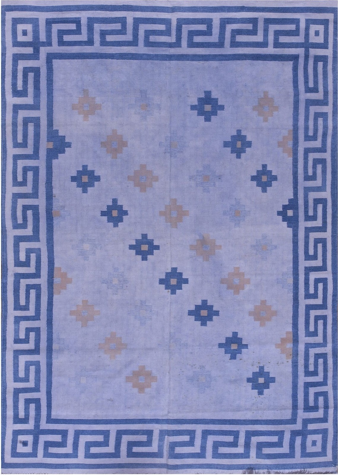 5X7 Vintage Indian Dhurries Beige Cotton Area Rug 1935 gallery