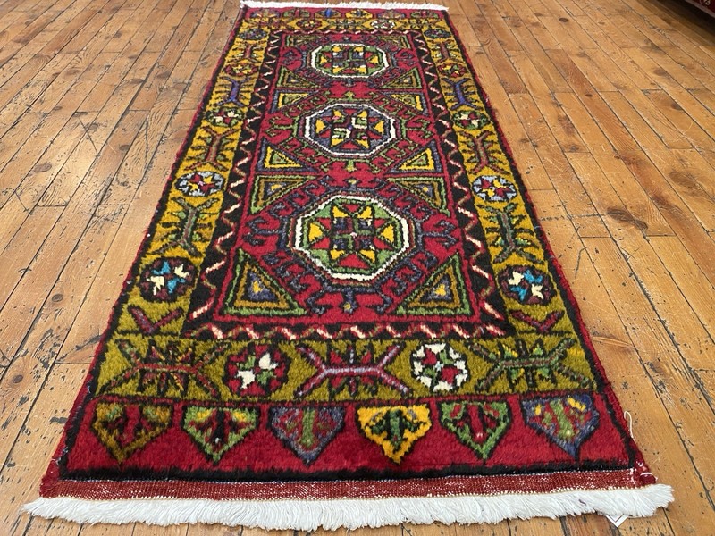 Beautiful Antique 1940-1950's Wool Pile Henna Dye Tribal Runner Rug 2’x5’ft gallery