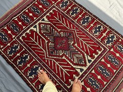 4’5 x 6 Vintage Afghan Baluchi Tribal Wool Rug Hand Knotted Oriental Area Carpet