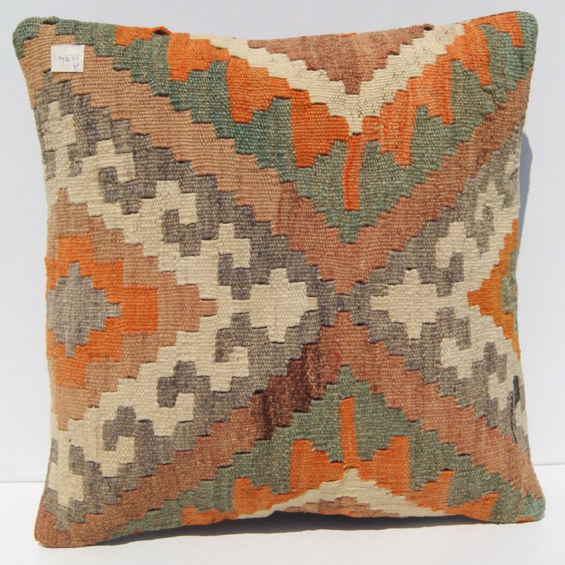 Set of 4 Handmade Kilim Pillow Covers - Authentic Wool, 16x16 Inches gallery