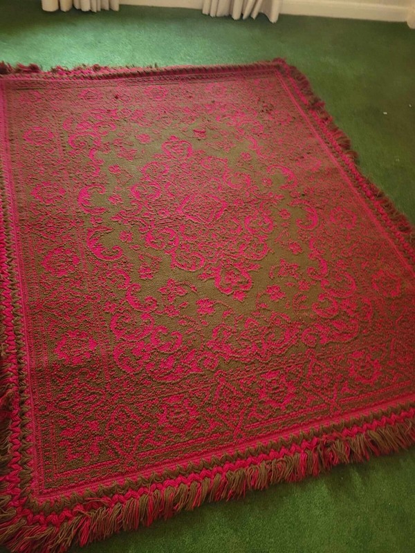 VTG Red ORIGINAL KARASTAN AMERICAN MADE WOOL RUG Fiesta Olive 64" x 80" Shag gallery