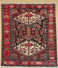 Hand Knotted Wool Vintage Bakhtiari Rug 5×8 Red Tribal Geometric Area Rug Carpet