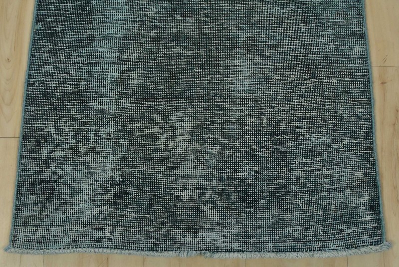 Vintage Overdyed Runner 2’3” x 11’8” Blue Wool Hand-Knotted Carpet gallery