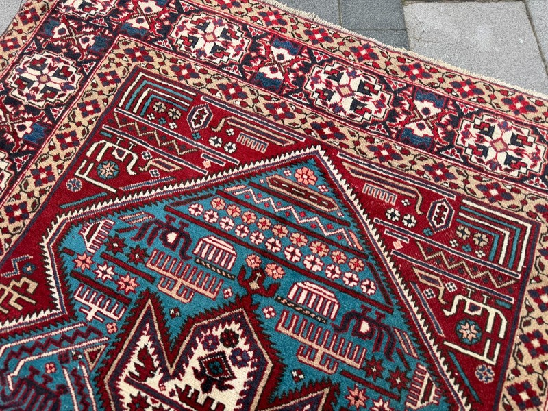 Vintage Turkish Oushak Rug 5.1x9.3 Red Blue Tribal Area Rug Living Room Carpet gallery