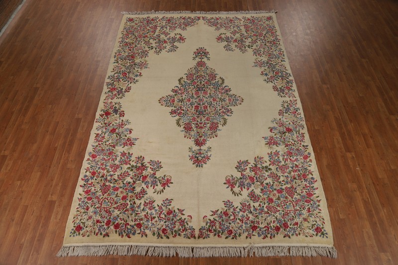 Vintage Floral Kirman Medallion Area Rug 8x11 Wool Hand-knotted Living Room Rug gallery