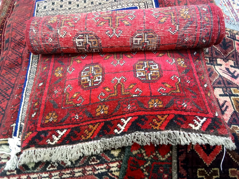 Afghan Handmade Carpet Red 2x3 Ft Runner Rug 20x42 Inches gallery