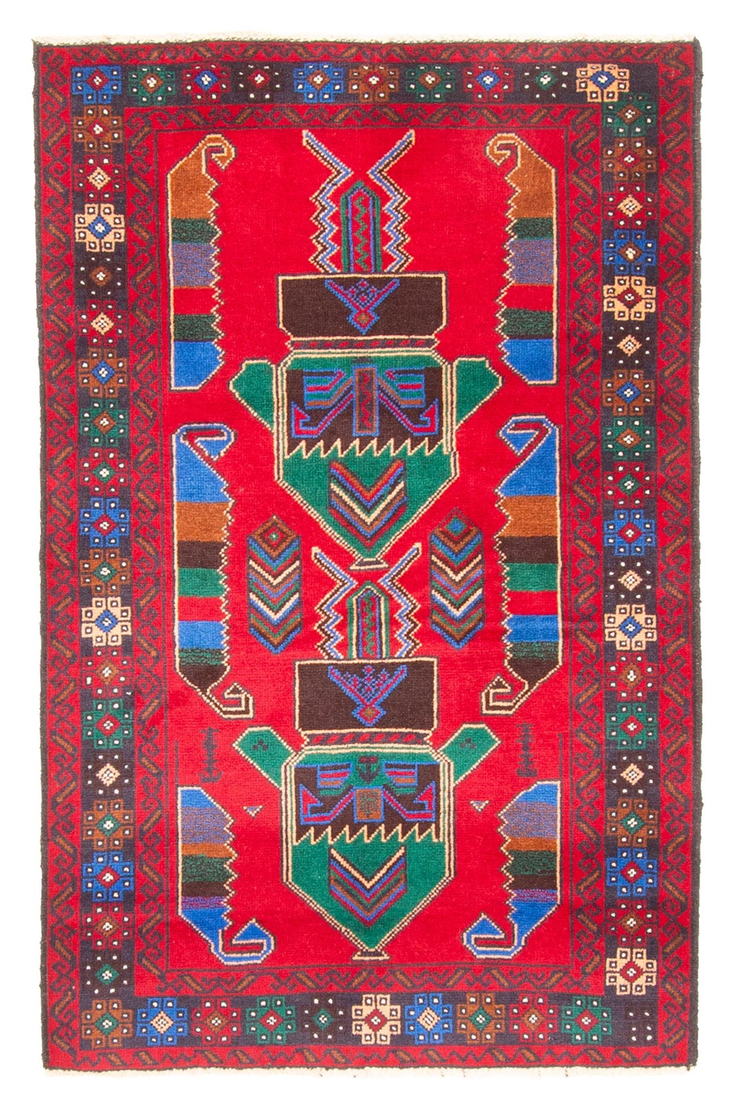 Vintage Red Traditional 2'9" x 4'6" Hand-Knotted Oriental Wool Area Rug gallery