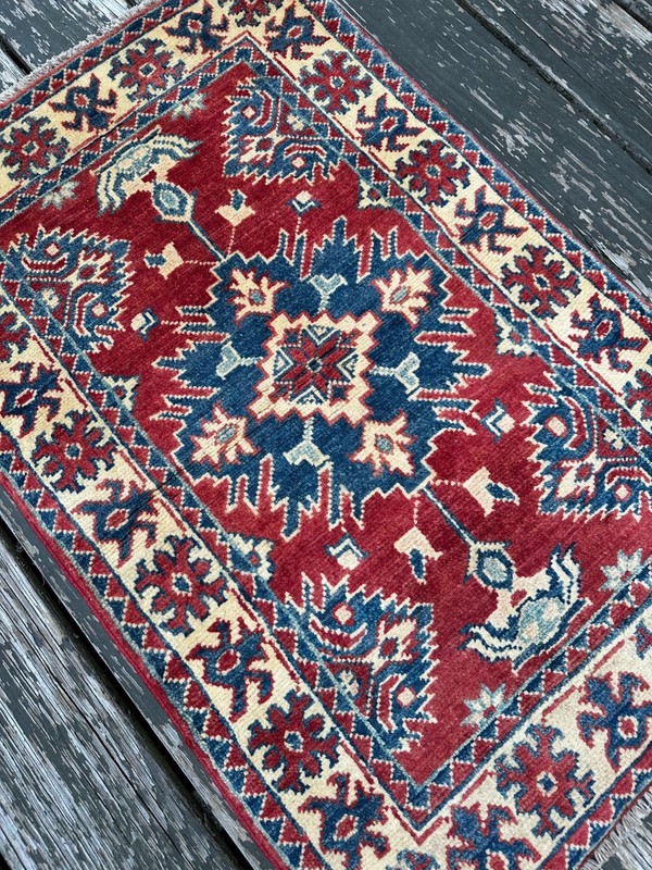 New Handmade Colorful Afghan Kazakh Small Accent Rug, 2'x3' gallery