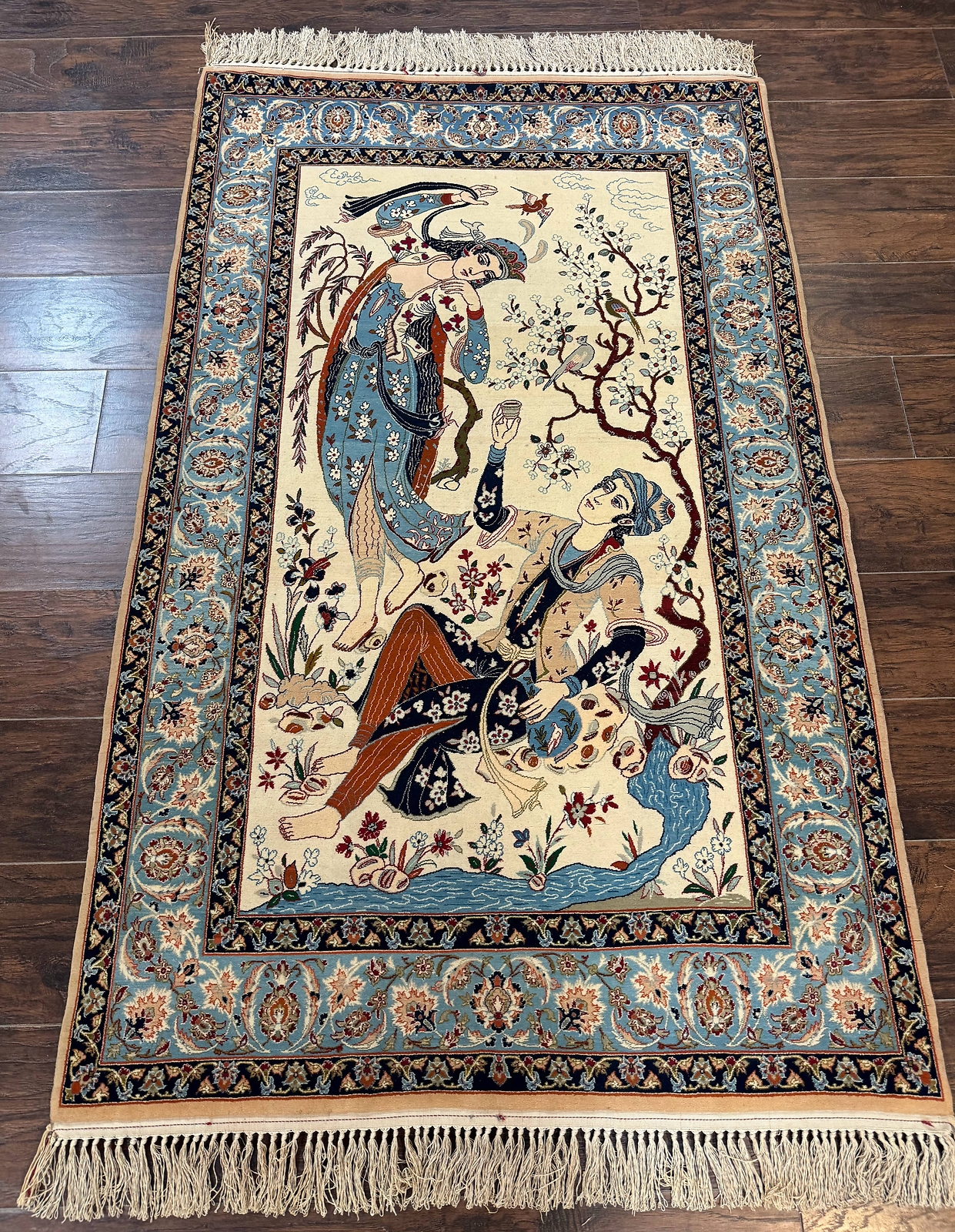 Perisan Pictorial Rug Two Lovers Kork Wool on Silk Foundation 500 KPSI gallery