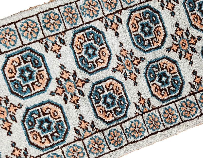 2'1"X8' ANTIQUITY HAND WOVEN CAUCASIAN TURKMAN TRIBAL MUTED BLUE WOOL RUG RUNNER gallery
