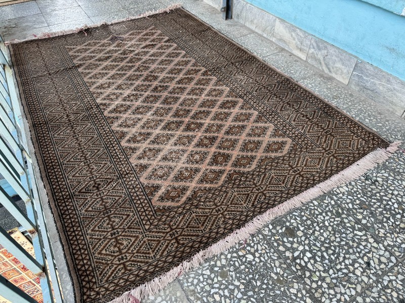 4x6Ft Afghan Hand Knotted Terracotta Area Rug Turkmen Oriental Brown Wool Carpet gallery