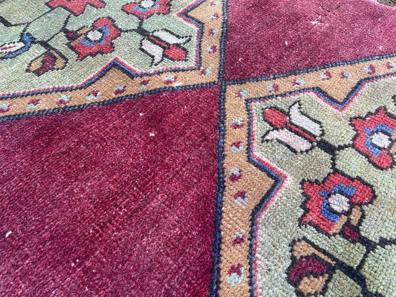 Bohemian Area Rug Handmade Wool Rug Turkish Vintage Traditional Rug 2,0 x 4,2 ft gallery