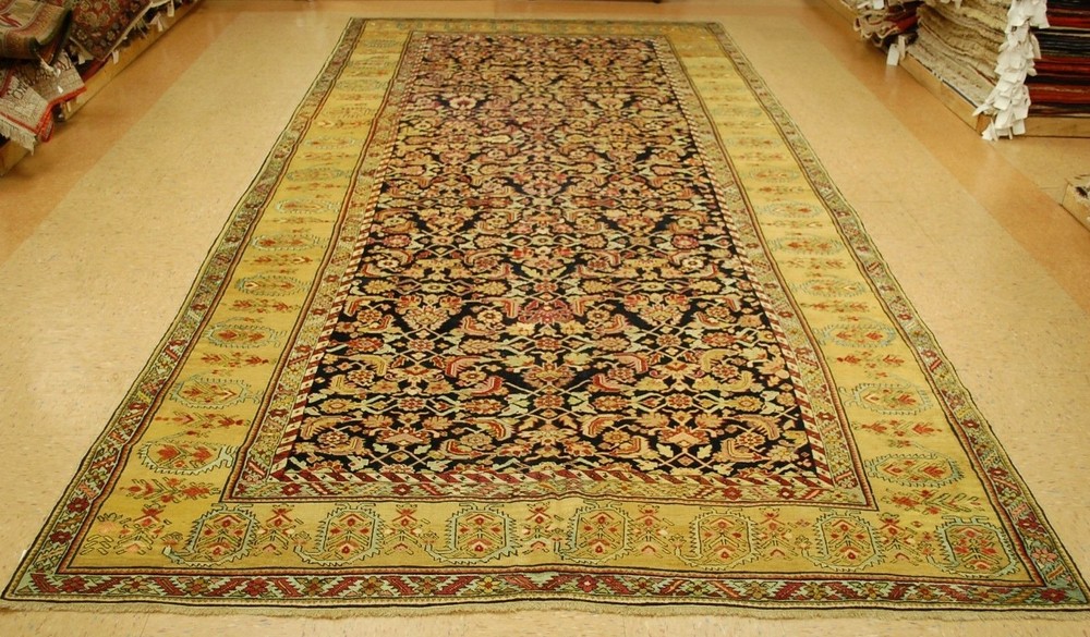 MID1800s ANTIQUE CAUCASIAN KARABAGH RUG AT SIZE OF 7'3" x16'5" GREAT SIZE DESIGN