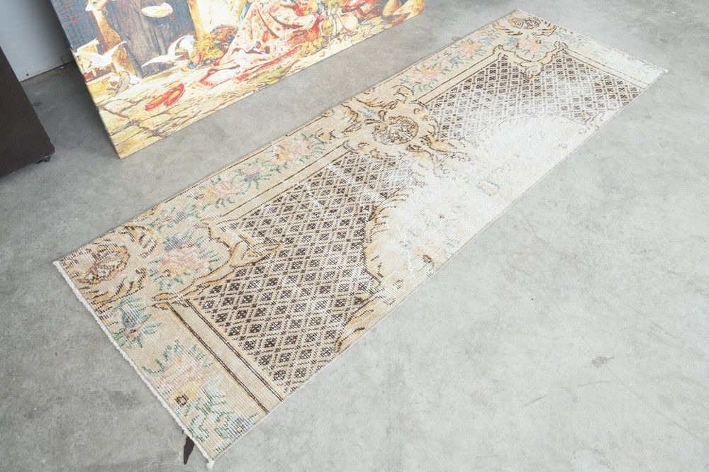 Oushak Runner Rugs Turkish Runner Hand-Knotted Carpet Vintage Rug 2 x 6 ft 386