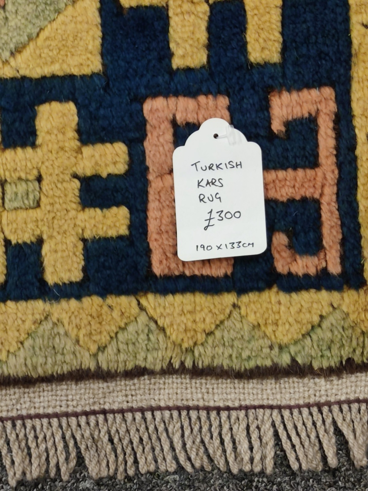 Genuine Hand knotted Turkish Kars Rug NEW old stock 6ft 6 x 4ft 6/ 133x 190cm gallery