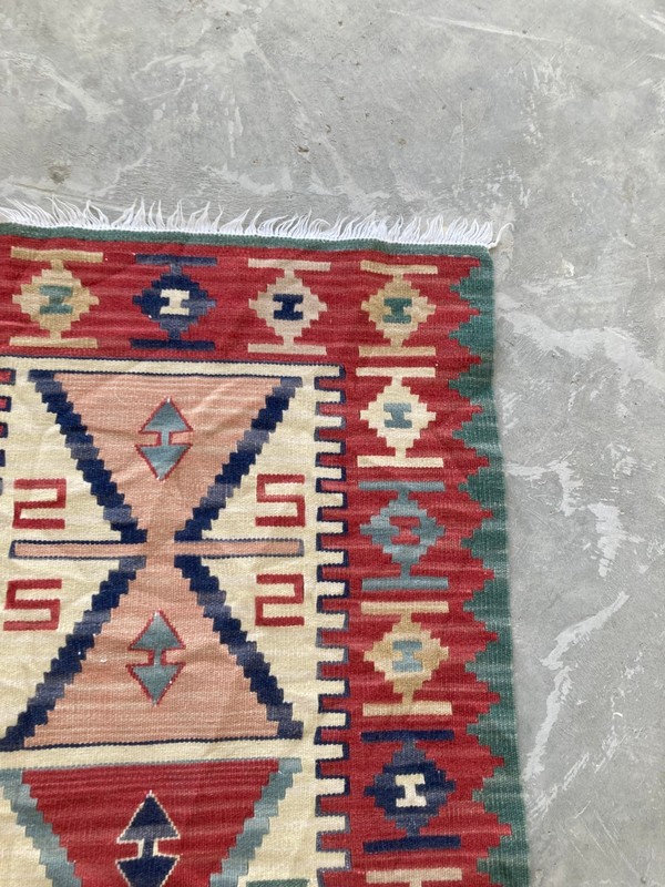 Vintage Traditional Handmade Beautiful Turkish Kilim Floor Rug Carpet 108x60 cm gallery