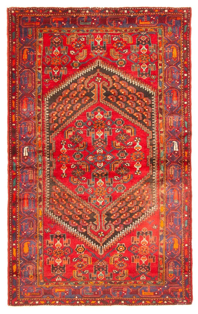 Vintage Hand-Knotted Area Rug 4'3" x 7'0" Traditional Oriental Wool Carpet