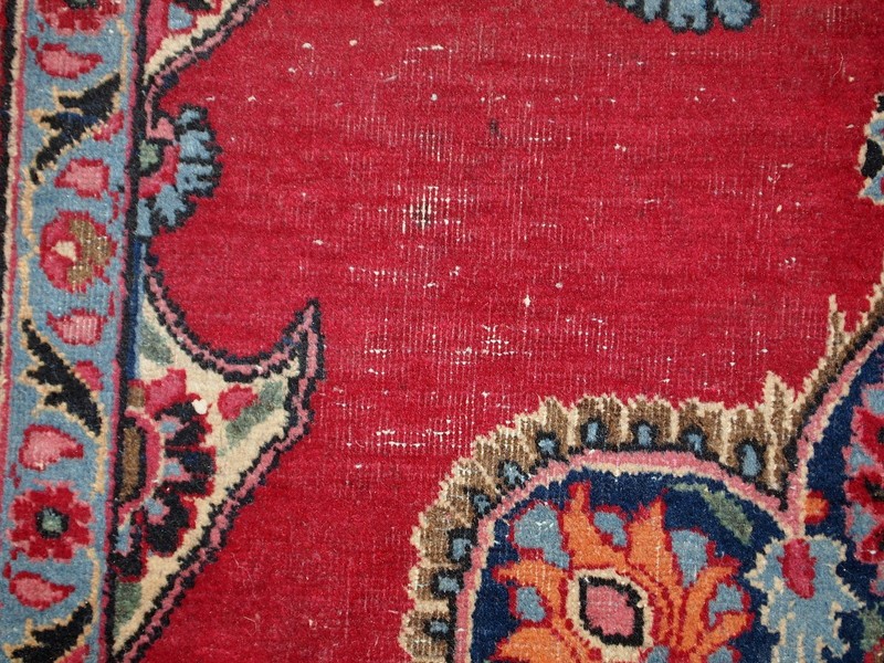 Handmade Vintage Oriental Rug 100cm x 144cm Bright Red Wool 1970s gallery