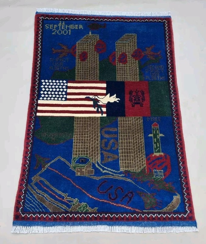 WAR Handmade Afghan Rug Trabal 9/11 War Area Rug weapon Wool War Rug 120x80 Cm gallery