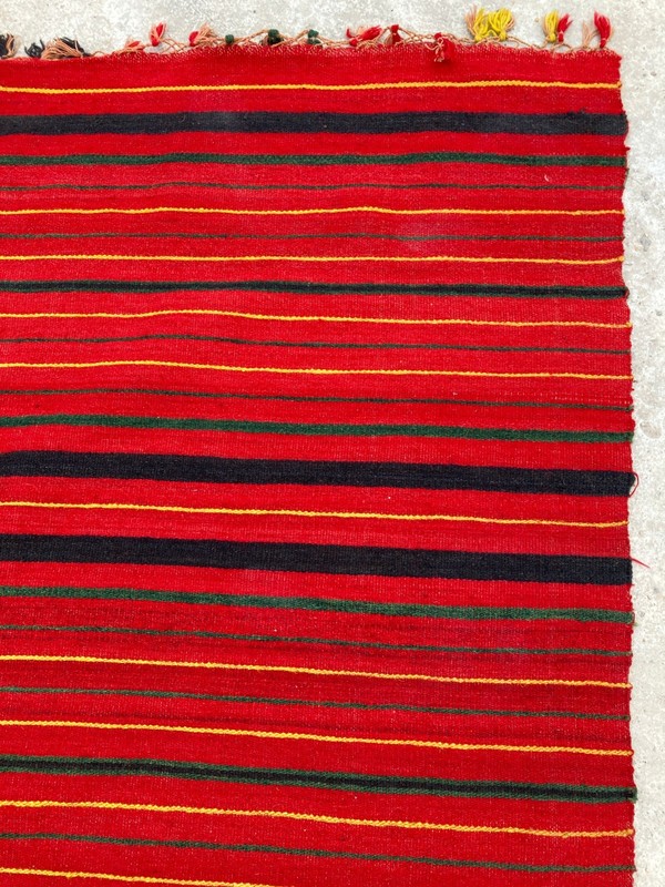 Vintage Traditional Handmade Turkish Striped Wool Floor Rug 223x212 cm gallery
