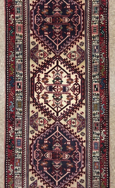 Vintage Sarab Oriental Tribal Bird Runner Rug 2'6"x9'11" Hand Knotted Wool Ivory gallery