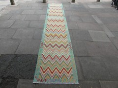 Vintage Kilim Traditional Hand Made Oriental Blue Wool Kilim Runner 482x85cm