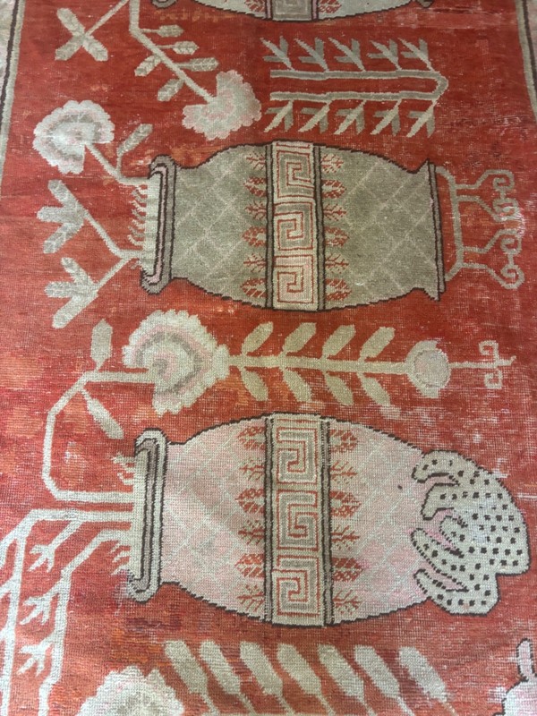 HANDMADE RUG. CARPET SAMARGHAND.. ANTIQUE. 11X6 OVER 100 YEARS OLD. th 19 gallery
