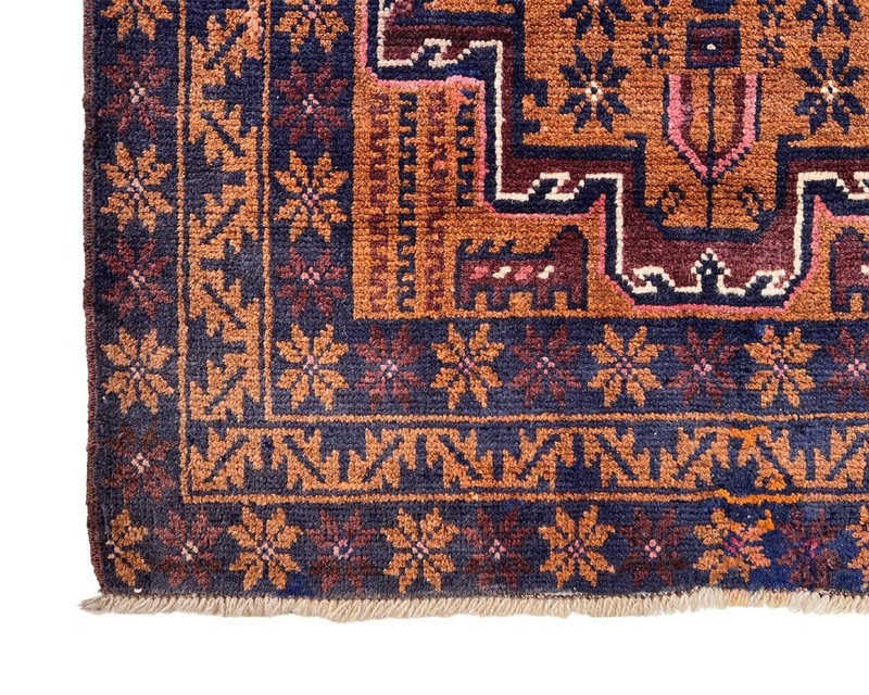 Vintage Hand knotted Tribal Baluchi wool rug 2'10 x 4'5 ft - Nomadic Carpet gallery
