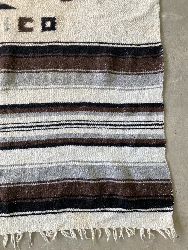 Vintage Handmade Mexican Serape Eagle Wool Kilim Rug Carpet 174x104 cm gallery