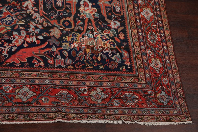 Antique Navy Blue Floral Area Rug 11x18 Handmade Wool All-Over Pattern Carpet gallery