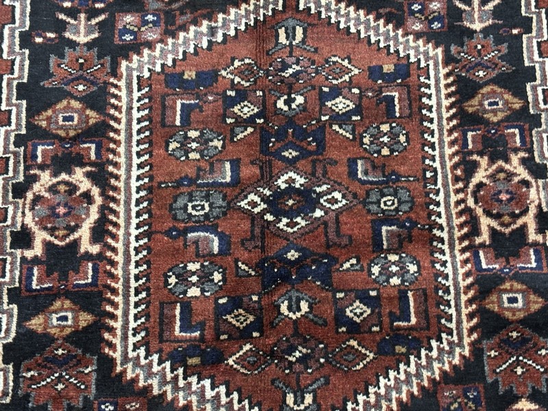 Vintage Tribal Geometric Hamedan Wool Hand Knotted Oriental Area Rug 5x7 Black gallery