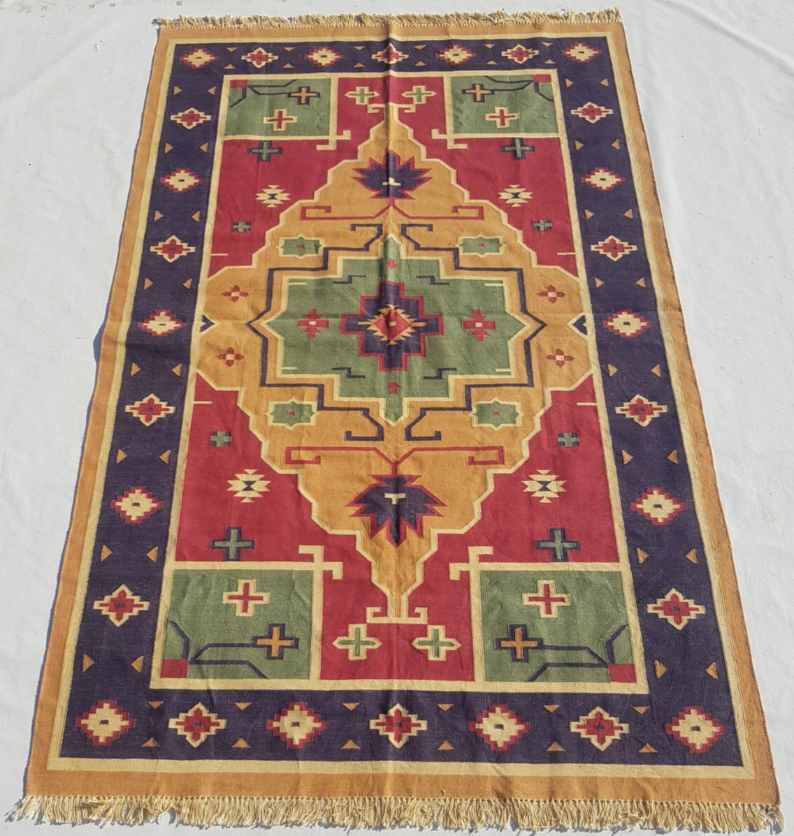 Vintage Traditional Handcrafted Turkish Kilim Rug for Home Décor 245x156 cm gallery