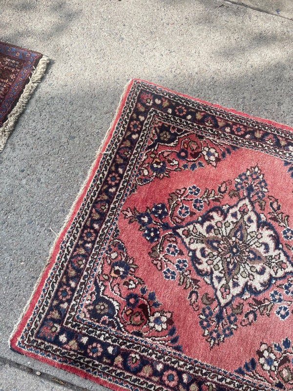 Vintage Lilihan Rug 3x3 Hand-Knotted Wool Floral Square Accent, Coral Pink Beige gallery