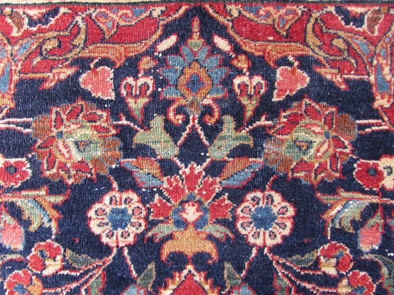 Fine Antique Hand Made Traditional Turkish Oriental Wool Blue Red Rug 197x130cm gallery