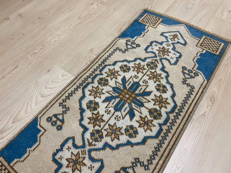 1.3x2.9 ft Turkish mini rug Vintage rug Small Brown rug Ethnic rug Wool rug gallery