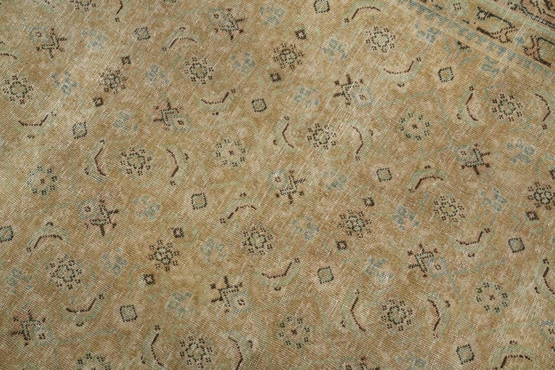 Antique Muted Distressed Gold Wool Vegetable Dye Handmade Living Room Rug 9x13 gallery
