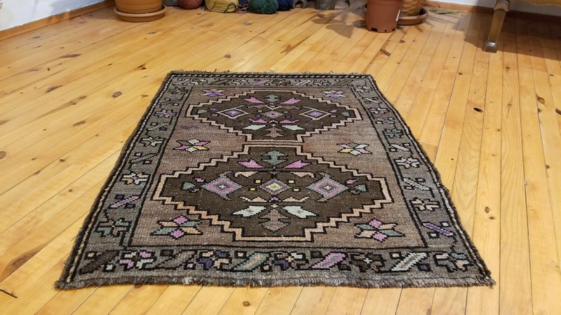 Vintage 1940-1950s Turkish Tribal Rug 2'5'' x 3" gallery
