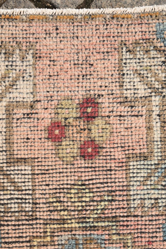 Turkish Rug 18'' x 37'' Vintage Anatolian Hand Knotted Oushak Rug Muted Dye Rug gallery