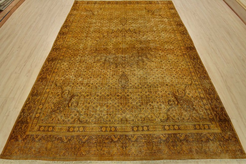 Vintage Mood Rug 7’8” x 10’4” Orange Wool Overdyed Hand-Knotted Oriental Carpet gallery