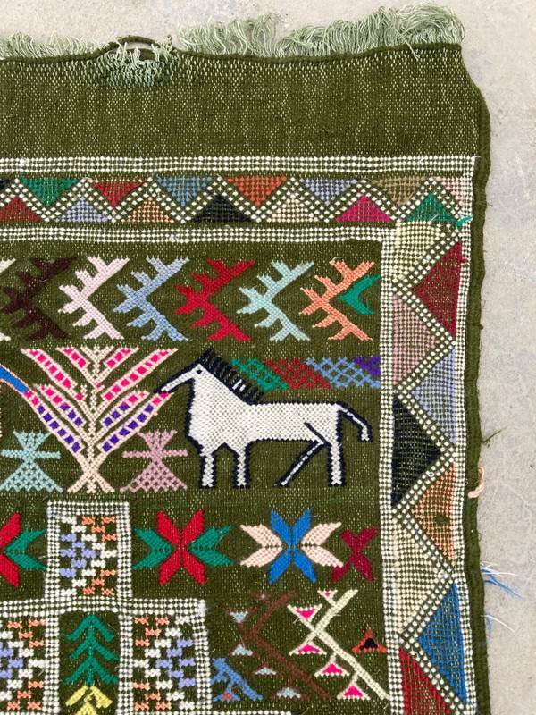 Vintage Traditional Handmade Beautiful Moroccan Kilim Floor Rug Carpet 98x52 cm gallery