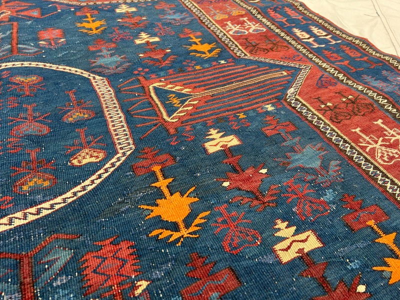 COLLECTORS' ITEM Antique Natural Vegetable Dye Star Kazak Caucasian Daghistan Ru gallery