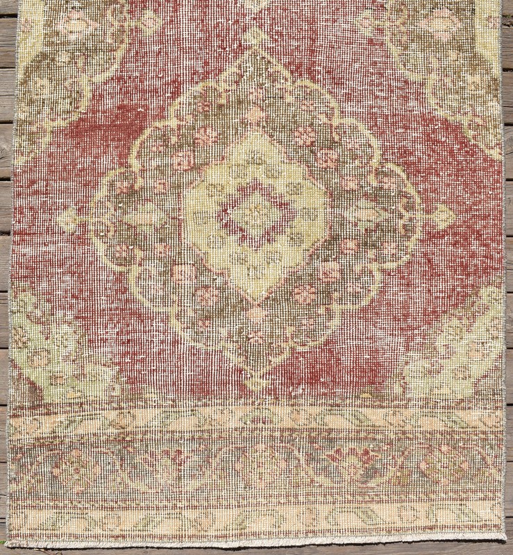 Turkish Rug 2x12 Size Oushak Natural Wool Runner Vintage Kitchen Carpet gallery
