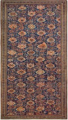 8’x14′ Blue Tribal Design Mid 19th Century Antique Turkish Oushak Rug