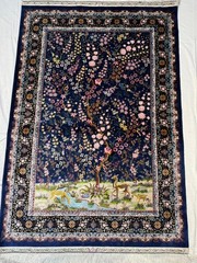Silk Rug 3 x 5 Feet Animals Floral Pattern Tree Of Life Design Premium Quality