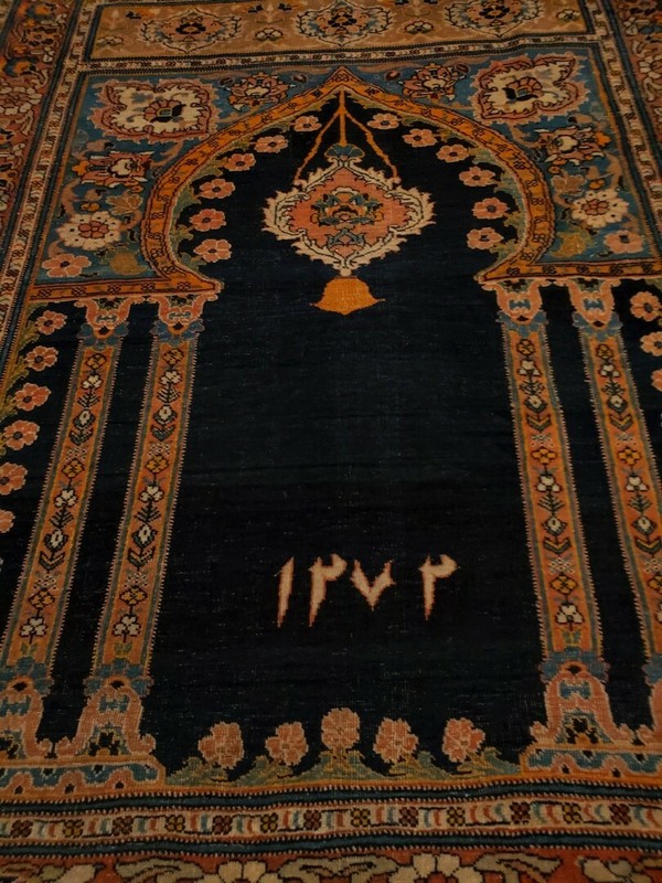 Tabrisz Antique Prayer rug, One-of-a-kind, made in 1893 - 4'5" x 5'8" gallery