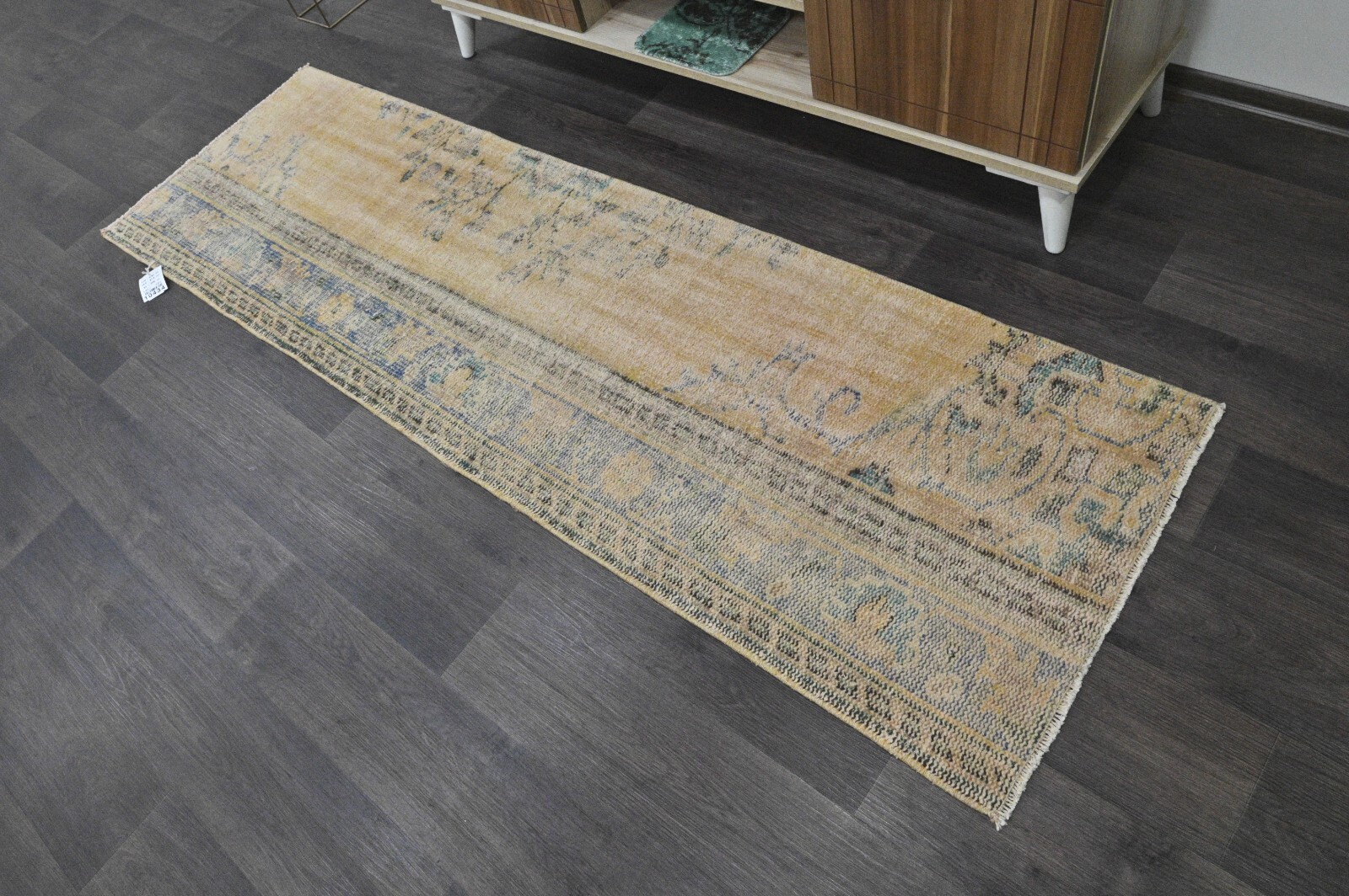 Vintage Turkish Runner Rug 2x7ft ORANGE Handmade Anatolian Oushak Hallway Wool gallery