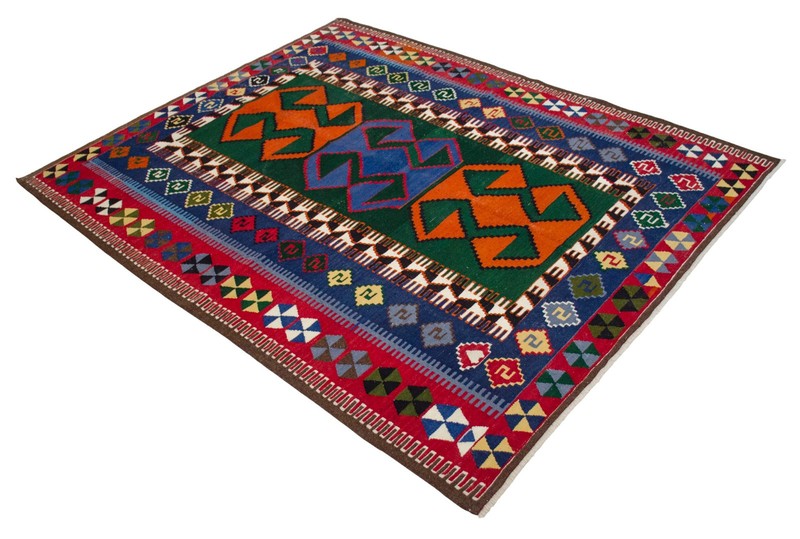 RARE UNUSED Vintage 1960s Turkish Kilim Rug 5'2"x 6'4" | All-Wool Natural Dyes | gallery